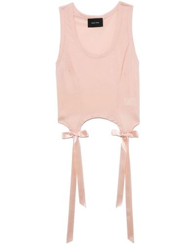 Simone Rocha Bow And Ribbon-detail Cotton Vest - Pink
