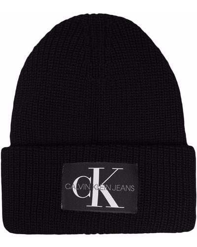 Calvin Klein Bonnet en maille à patch logo - Noir