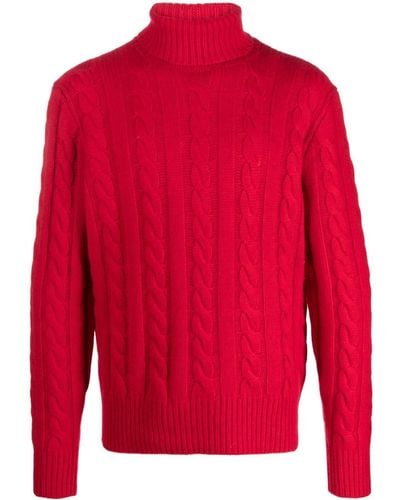 Polo Ralph Lauren Rollkragenpullover mit Zopfmuster - Rot