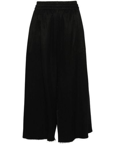 MM6 by Maison Martin Margiela Numbers-embroidery Wide-leg Shorts - Black