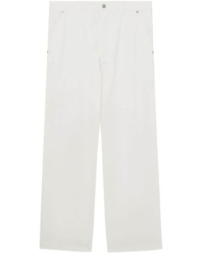 Izzue Wide-leg Stretch-cotton Trousers - White