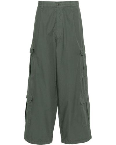 Emporio Armani Pantalones anchos de talle medio - Verde