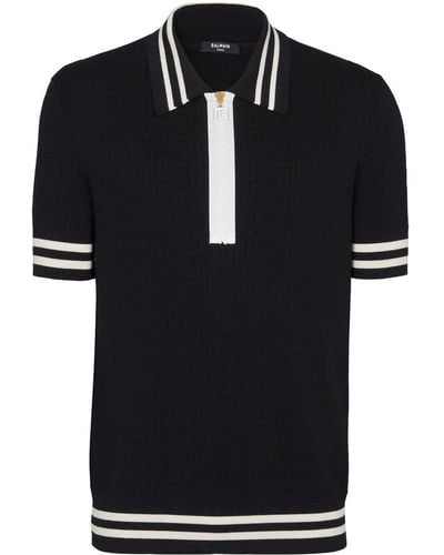 Balmain Monogrammed jacquard polo shirt - Nero