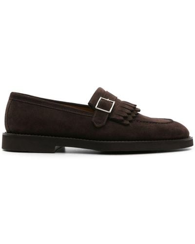 Doucal's Fringed Suede Loafers - Black
