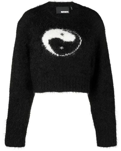 ROTATE BIRGER CHRISTENSEN Intarsia-knit Sweater - Black