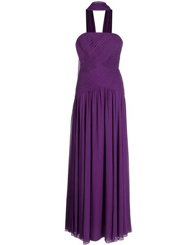 Elie Saab Draped-design Silk Blend Dress - Purple