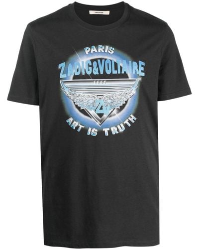 Zadig & Voltaire T-shirt en coton biologique à logo imprimé Tommy - Noir