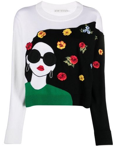 Alice + Olivia Stace Face-motif Sweater - Green