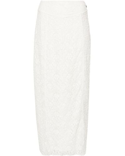 ROTATE BIRGER CHRISTENSEN Floral-lace Mesh Maxi Skirt - White