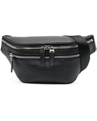 Santoni Logo-patch Leather Belt Bag - Black