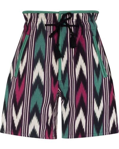 Isabel Marant Short taille-haute à motif zig-zag - Multicolore