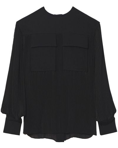 Proenza Schouler Pleated Long-sleeved Blouse - Black