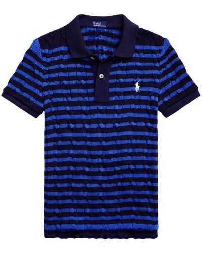 Polo Ralph Lauren Striped Cable-knit Polo Shirt - Blue