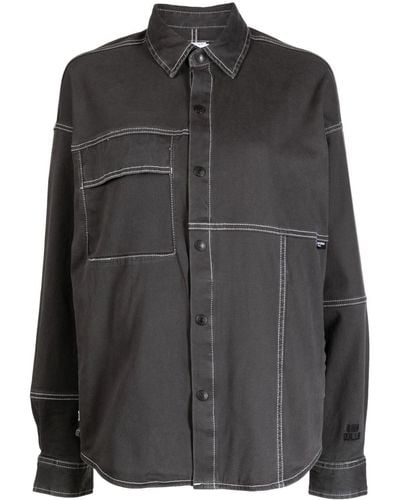 Izzue Oversized Panelled Shirt - Black