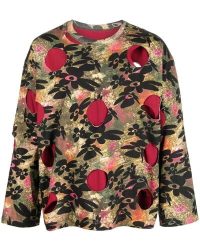 Perks And Mini Cutout Floral Print Sweater - Green