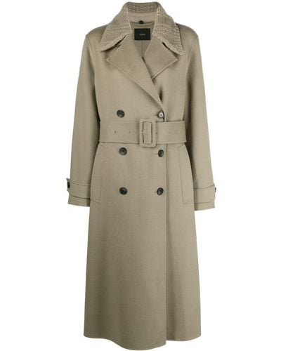 JOSEPH Merton Contrast-collar Double-breasted Trench Coat - Natural
