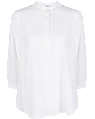 Peserico Blusa con cuello mao y botones - Blanco
