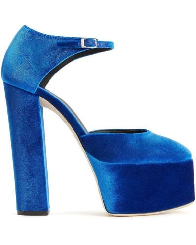 Giuseppe Zanotti Bebe Velvet Platform Sandals - Blue