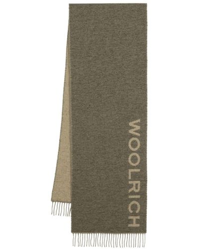 Woolrich Logo Intarsia-knit Fringe-detailing Scarf - Green
