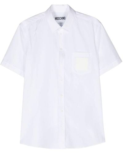 Moschino Logo-patch Cotton Shirt - White