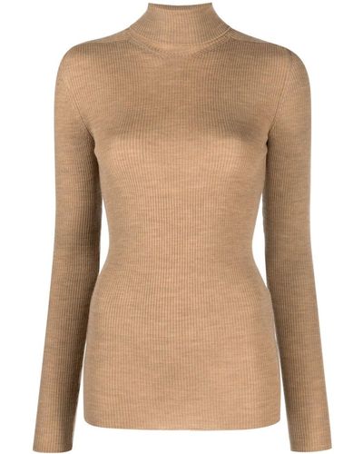 Wardrobe NYC Funnel-neck Ribbed-knit Top - Brown