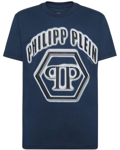Philipp Plein Logo-print Cotton T-shirt - Blue