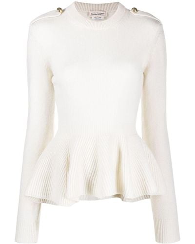Alexander McQueen Peplum-hem Sweater - White