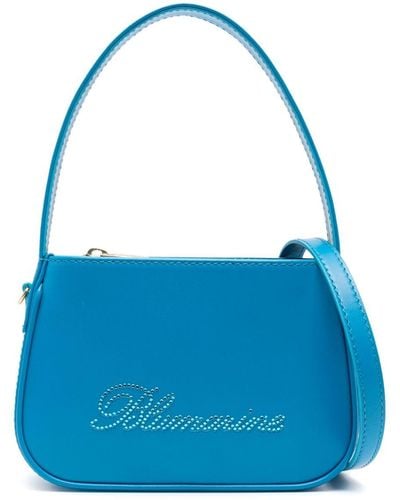Blumarine Rhinestone-logo Leather Tote Bag - Blue