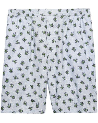 Prada Floral-print Cotton Bermuda Shorts - Grey