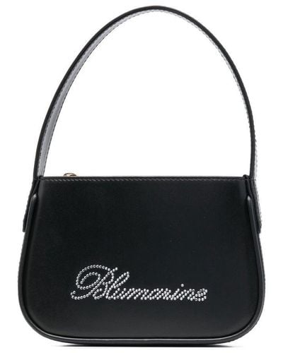 Blumarine Crystal-embellished Leather Mini Bag - Black