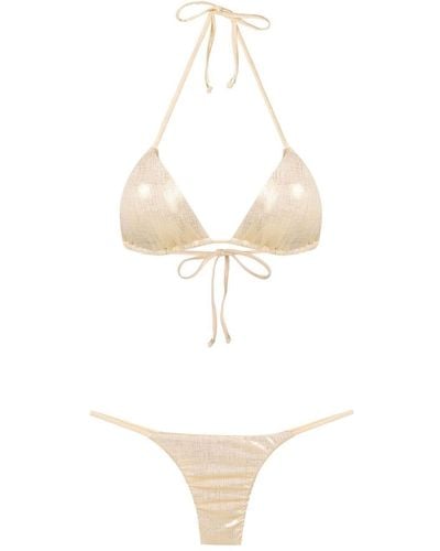 Amir Slama Set bikini con effetto metallizzato - Bianco