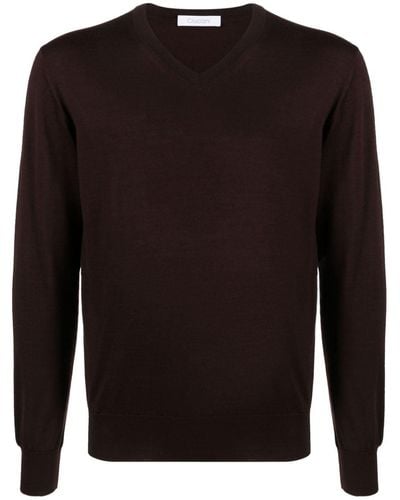 Cruciani V-neck Cashmere-blend Sweater - Black