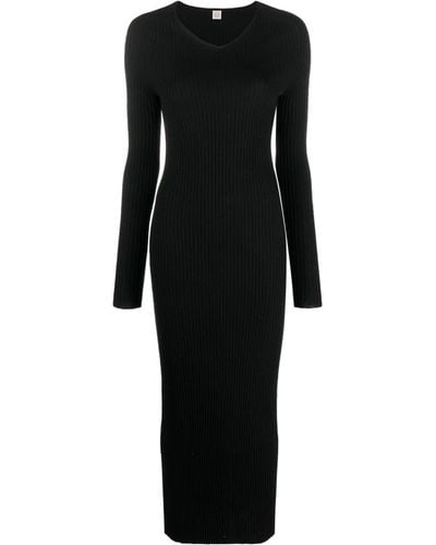 Totême Ribbed-knit Maxi Dress - Black