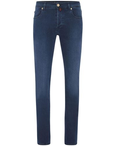 Billionaire Embroidered-logo Straight-cut Jeans - Blue