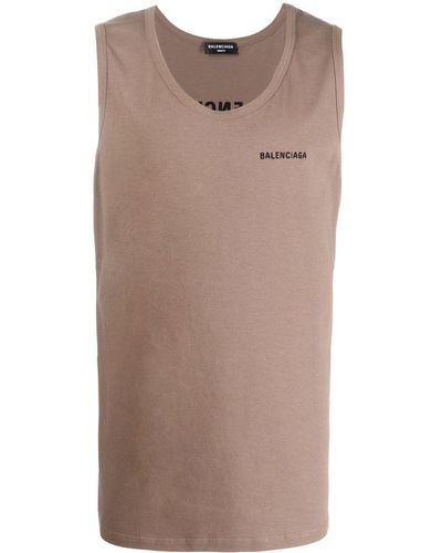 Balenciaga Top sin mangas con logo bordado - Neutro