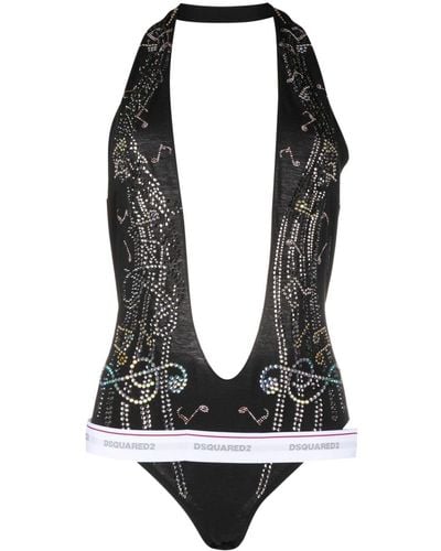 DSquared² Crystal-embellished Cotton Body - Black