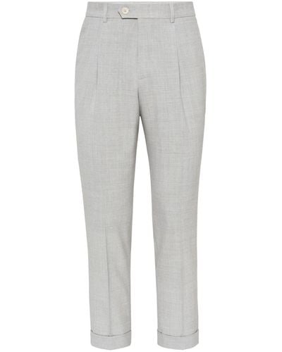 Brunello Cucinelli Slim Tailored-cut Trousers - Grey