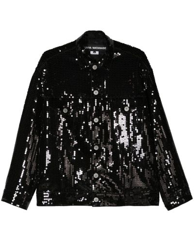 Junya Watanabe Shirtjack Met Sterrenprint En Pailletten - Zwart