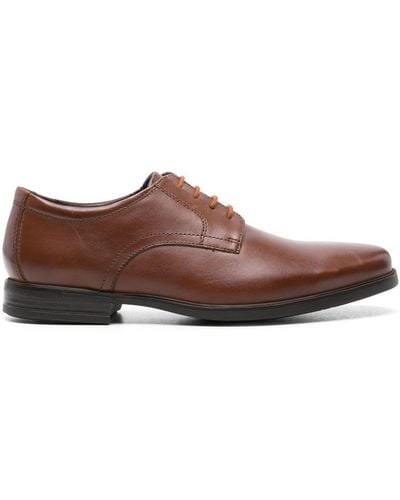 Clarks Howard Leather Derby Shoes - Brown