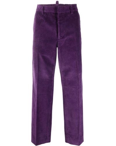 DSquared² Pantalon en velours côtelé à coupe droite - Violet