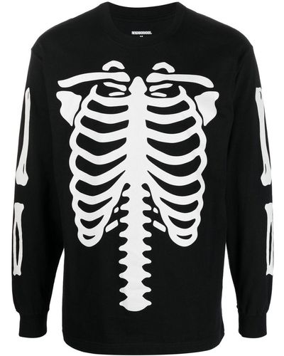 Neighborhood Skeleton-print Long-sleeved T-shirt - Black
