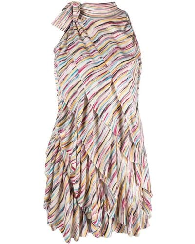 Missoni Striped Tiered Knitted Minidress - White