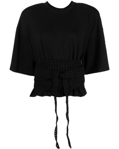 The Mannei T-shirt Turso à ceinture en crochet - Noir
