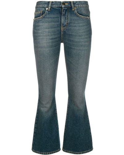 Saint Laurent Cropped Bootcut-jeans - Blauw