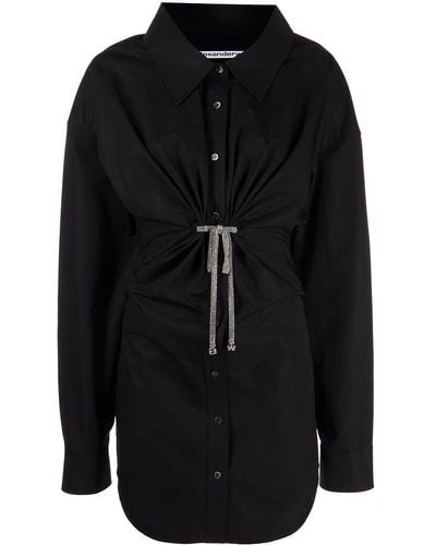 Alexander Wang Crystal-embellished Mini Shirt Dress - Black