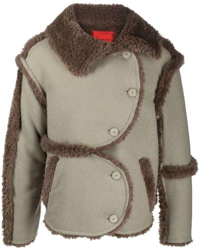 Eckhaus Latta Fleece-trim Sherpa Jacket - Grey