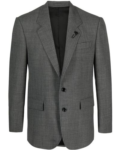 Lardini Check-print Wool Blazer - Black