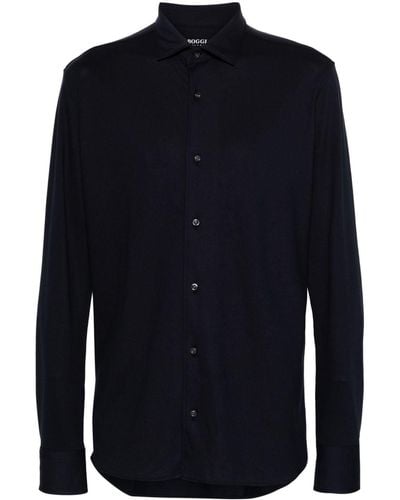 BOGGI Piqué Long-sleeved Shirt - Blue