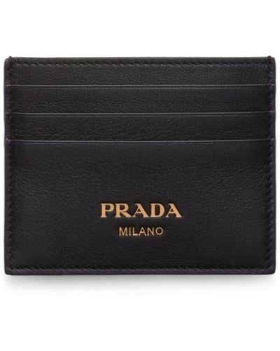 Prada Logo-stamp Leather Cardholder - Black