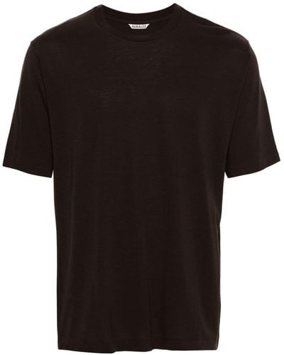 AURALEE Crew-neck Wool T-shirt - Black